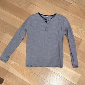 Dex Navy and White Striped Long Sleeve Tee